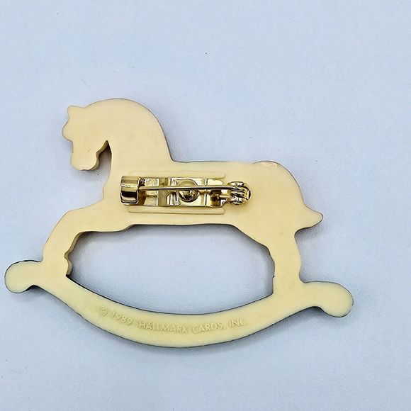 Hallmark Rocking Horse Brooch Vintage 1989 Christmas B5582 Hobby Horse Pin - Picture 7 of 10